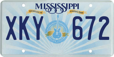 MS license plate XKY672