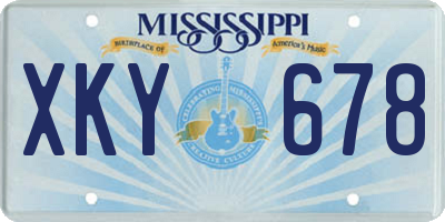 MS license plate XKY678