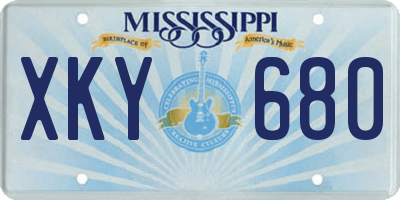 MS license plate XKY680