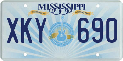 MS license plate XKY690