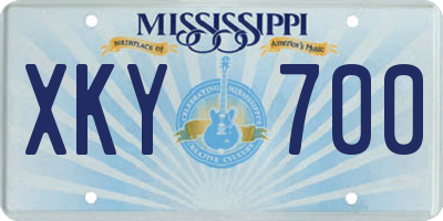 MS license plate XKY700