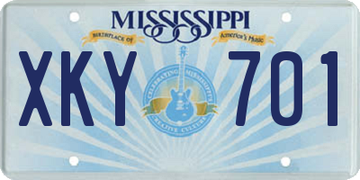 MS license plate XKY701