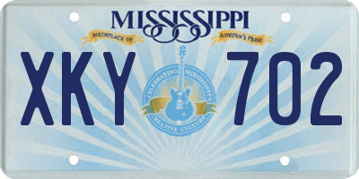 MS license plate XKY702