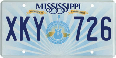 MS license plate XKY726