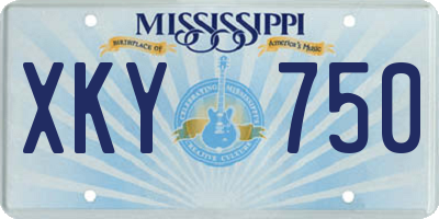 MS license plate XKY750