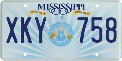 MS license plate XKY758