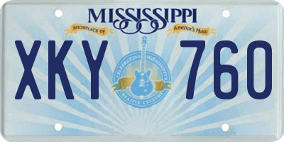 MS license plate XKY760