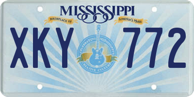 MS license plate XKY772