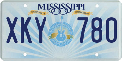 MS license plate XKY780