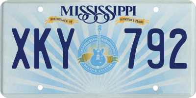 MS license plate XKY792