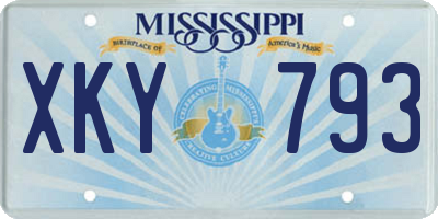 MS license plate XKY793