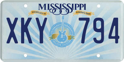 MS license plate XKY794