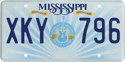 MS license plate XKY796