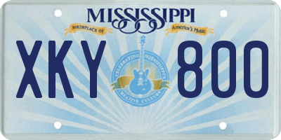 MS license plate XKY800