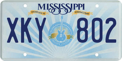 MS license plate XKY802