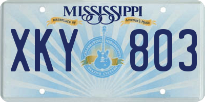 MS license plate XKY803