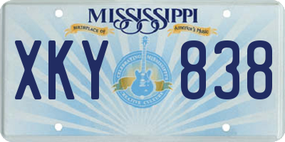 MS license plate XKY838