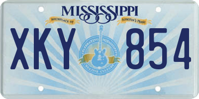 MS license plate XKY854