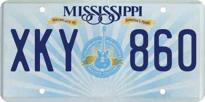 MS license plate XKY860