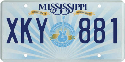 MS license plate XKY881