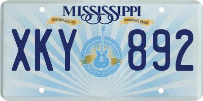 MS license plate XKY892