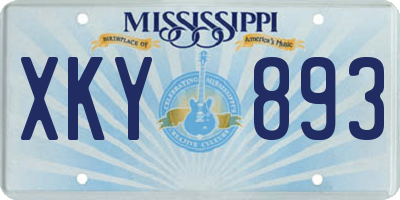 MS license plate XKY893