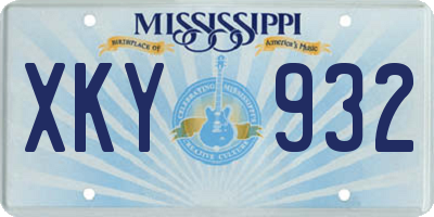 MS license plate XKY932