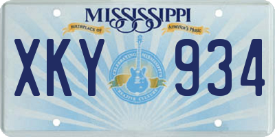 MS license plate XKY934