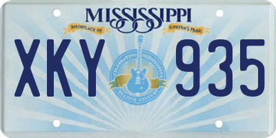 MS license plate XKY935