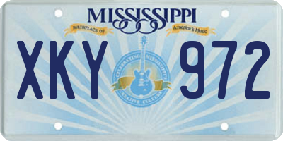 MS license plate XKY972