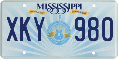 MS license plate XKY980
