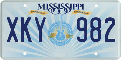 MS license plate XKY982