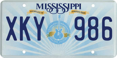 MS license plate XKY986