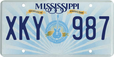 MS license plate XKY987