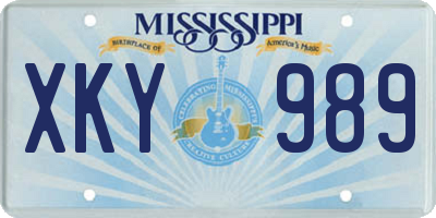 MS license plate XKY989