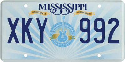 MS license plate XKY992