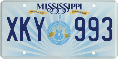 MS license plate XKY993