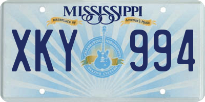MS license plate XKY994
