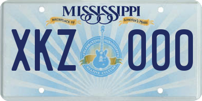 MS license plate XKZ000