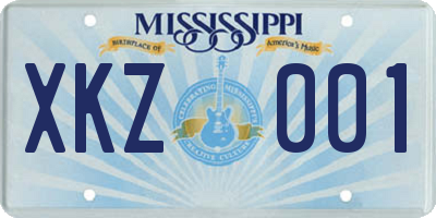 MS license plate XKZ001