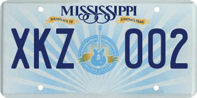 MS license plate XKZ002
