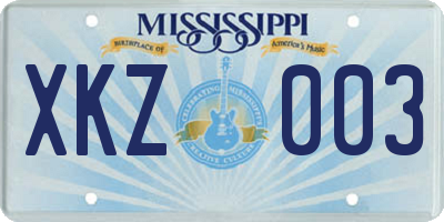 MS license plate XKZ003