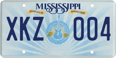 MS license plate XKZ004