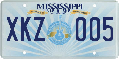 MS license plate XKZ005