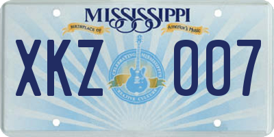 MS license plate XKZ007
