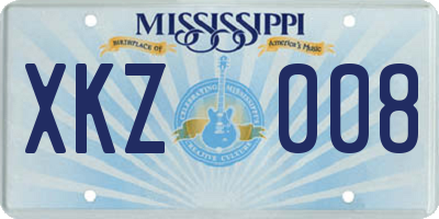 MS license plate XKZ008