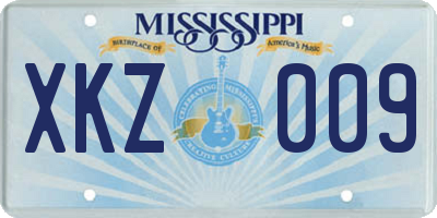 MS license plate XKZ009