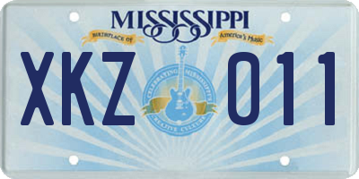 MS license plate XKZ011