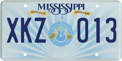 MS license plate XKZ013