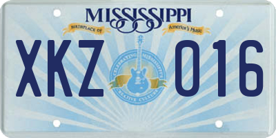 MS license plate XKZ016